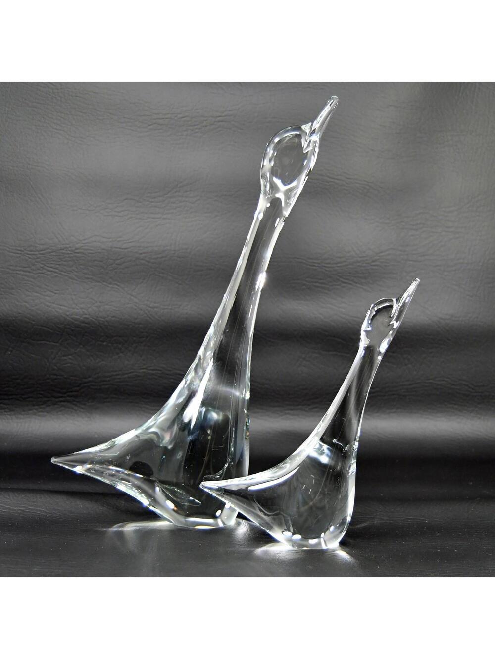Clear Glass Duck Bird Swan Goose Sculpture Figurines Crystal Manganese MCM